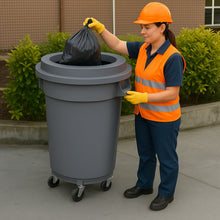 Cargar imagen en el visor de la galería, BOTE CILINDRICO 120 LT C/TAPA EMBUDO C/DOLLY