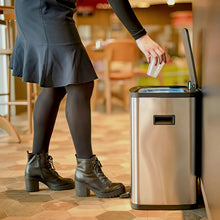 Cargar imagen en el visor de la galería, BASURERO INOX C/PEDAL OCTOS 15+15 L