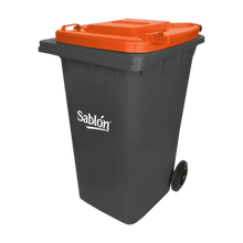 Cargar imagen en el visor de la galería, CESTO 240 LTS GRIS C/TAPA NARANJA