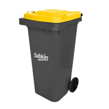Cargar imagen en el visor de la galería, CESTO 120 LT GRIS C/TAPA AMARILLA SIN PEDAL
