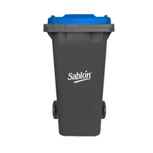 Cargar imagen en el visor de la galería, CESTO 120 LT GRIS C/TAPA AZUL SIN PEDAL