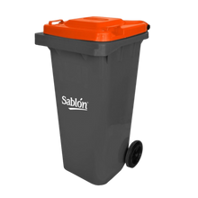 Cargar imagen en el visor de la galería, CESTO 120 LT GRIS C/TAPA NARANJA SIN PEDAL