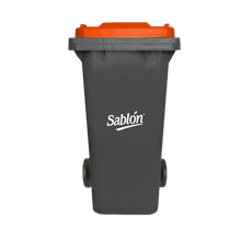 Cargar imagen en el visor de la galería, CESTO 120 LT GRIS C/TAPA NARANJA SIN PEDAL