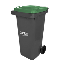 Cargar imagen en el visor de la galería, CESTO 120 LT GRIS C/TAPA VERDE SIN PEDAL