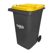 Cargar imagen en el visor de la galería, CESTO 240 LT GRIS C/TAPA AMARILLA