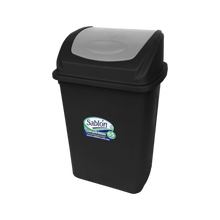 Cargar imagen en el visor de la galería, CESTO 65 LT NEGRO C/TAPA BALANCIN GRIS