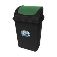 Cargar imagen en el visor de la galería, CESTO 65 LT NEGRO C/TAPA BALANCIN VERDE