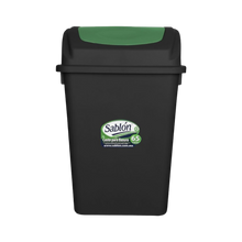 Cargar imagen en el visor de la galería, CESTO 65 LT NEGRO C/TAPA BALANCIN VERDE