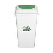 Cargar imagen en el visor de la galería, CESTO 80 LT BLANCO C/TAPA BALANCIN VERDE
