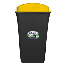 Cargar imagen en el visor de la galería, CESTO 80 LT NEGRO C/TAPA ELIPTICA AMARILLA