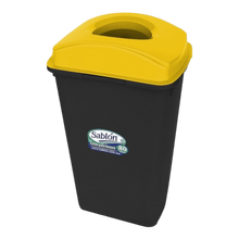 Cargar imagen en el visor de la galería, CESTO 80 LT NEGRO C/TAPA ELIPTICA AMARILLA