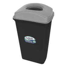 Cargar imagen en el visor de la galería, CESTO 80 LT NEGRO C/TAPA ELIPTICA GRIS