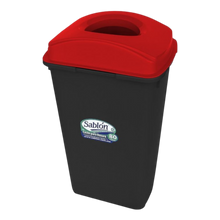 Cargar imagen en el visor de la galería, CESTO 80 LT NEGRO C/TAPA ELIPTICA ROJA