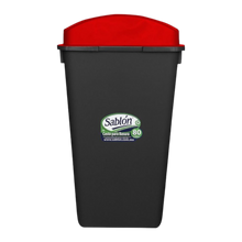 Cargar imagen en el visor de la galería, CESTO 80 LT NEGRO C/TAPA ELIPTICA ROJA