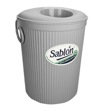 Cargar imagen en el visor de la galería, CESTO GDE C/TAPA CIRCULAR GRIS