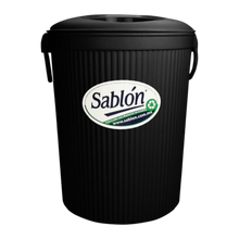 Cargar imagen en el visor de la galería, CESTO GDE C/TAPA CIRCULAR NEGRO