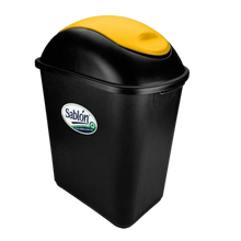 Cargar imagen en el visor de la galería, CESTO JUMBO NEGRO C/TAPA BALANCIN AMARILLO