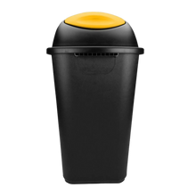 Cargar imagen en el visor de la galería, CESTO JUMBO NEGRO C/TAPA BALANCIN AMARILLO