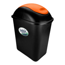 Cargar imagen en el visor de la galería, CESTO JUMBO NEGRO C/TAPA BALANCIN NARANJA