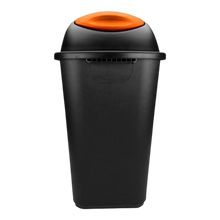 Cargar imagen en el visor de la galería, CESTO JUMBO NEGRO C/TAPA BALANCIN NARANJA