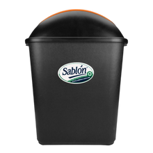 Cargar imagen en el visor de la galería, CESTO JUMBO NEGRO C/TAPA BALANCIN NARANJA