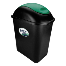 Cargar imagen en el visor de la galería, CESTO JUMBO NEGRO C/TAPA BALANCIN VERDE
