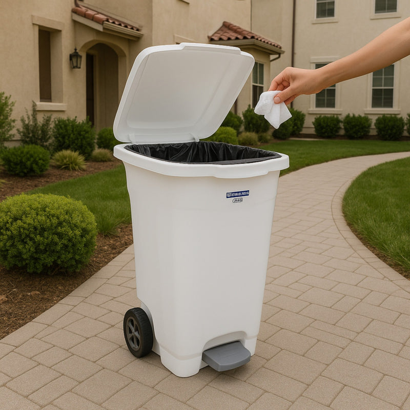BASURERO T-FORCE 100 LT C/RUEDAS BCO