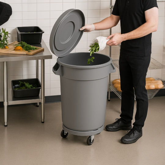 BOTE CILINDRICO 120 LT C/TAPA PLANA C/DOLLY