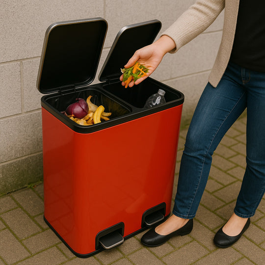 BOTE CUAD 30 LT DOBLE TAP Y PEDAL ROJO