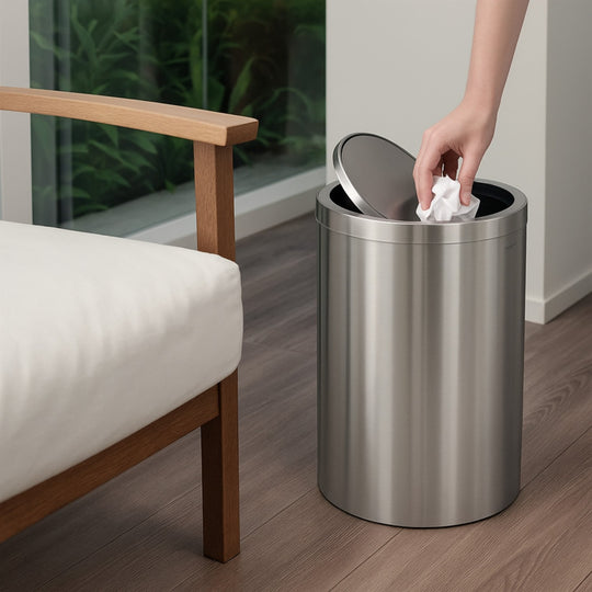 BASURERO INOX C/TAPA BASC.SWING 20 LT