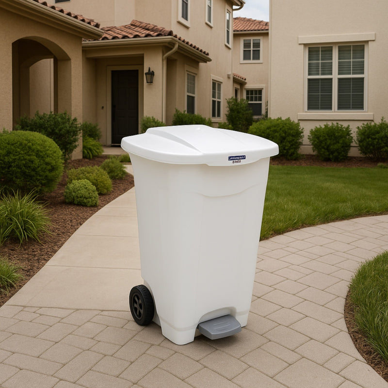 BASURERO T-FORCE 100 LT C/RUEDAS BCO