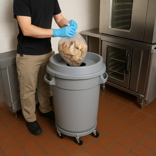 BOTE CILINDRICO 80 LT C/TAPA EMBUDO C/DOLLY