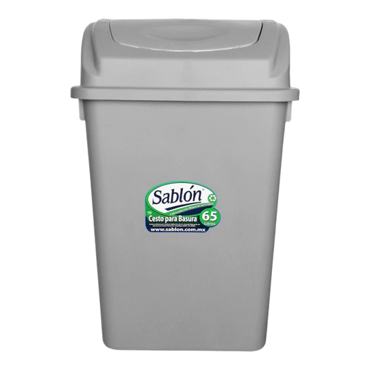 CESTO 65 LT C/TAPA BALANCIN GRIS