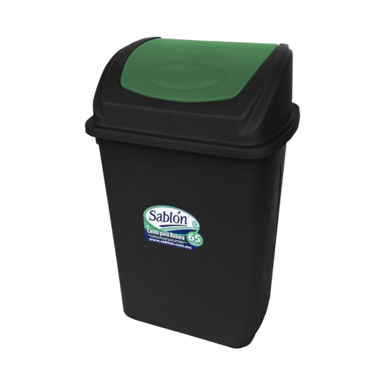 CESTO 65 LT NEGRO C/TAPA BALANCIN VERDE