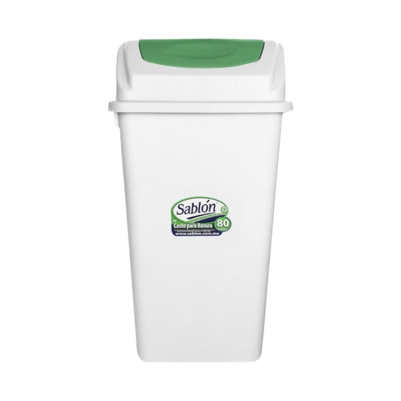 CESTO 80 LT BLANCO C/TAPA BALANCIN  VERDE