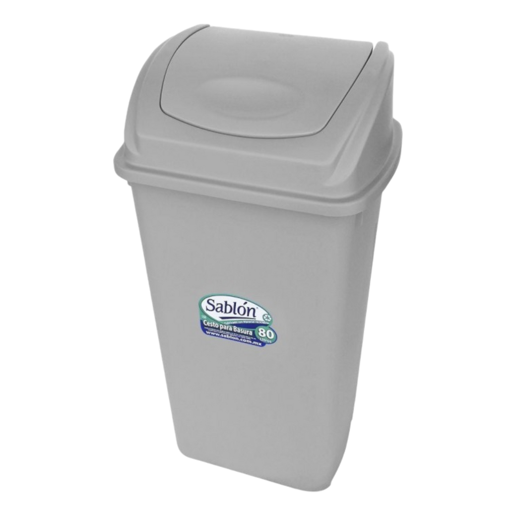 CESTO 80 LT C/TAPA BALANCIN GRIS