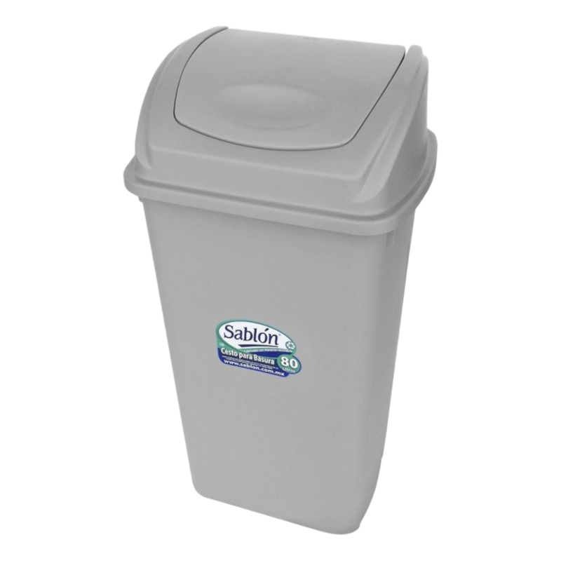 CESTO 80 LT C/TAPA BALANCIN GRIS