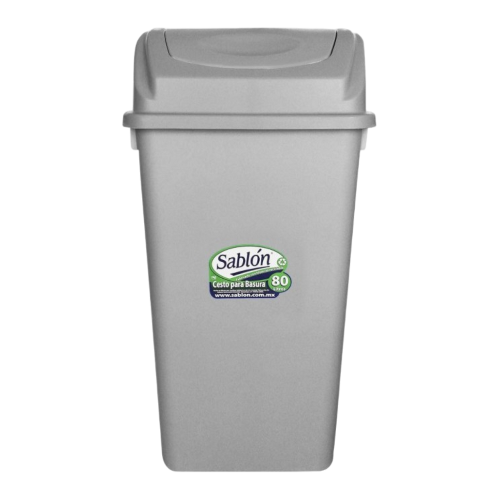CESTO 80 LT C/TAPA BALANCIN GRIS
