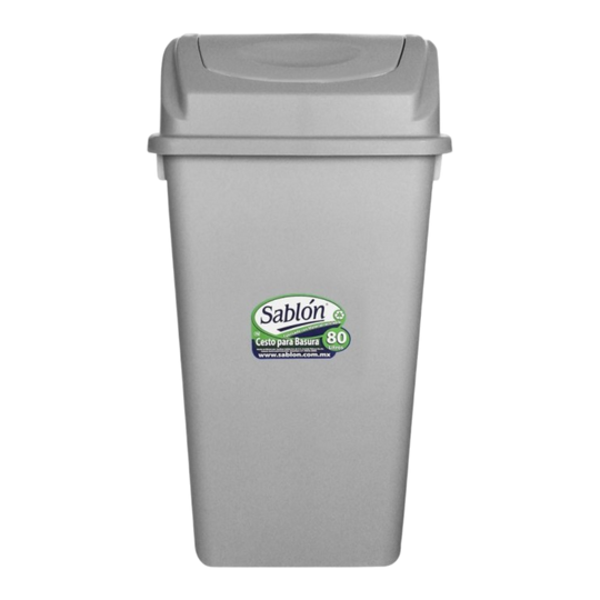 CESTO 80 LT C/TAPA BALANCIN GRIS