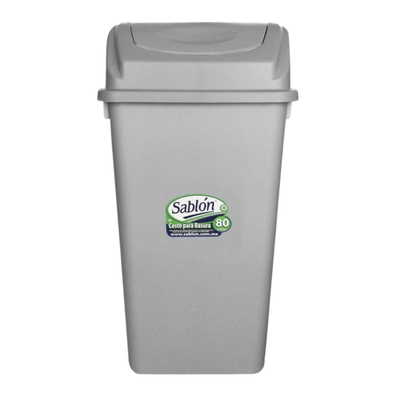 CESTO 80 LT C/TAPA BALANCIN GRIS