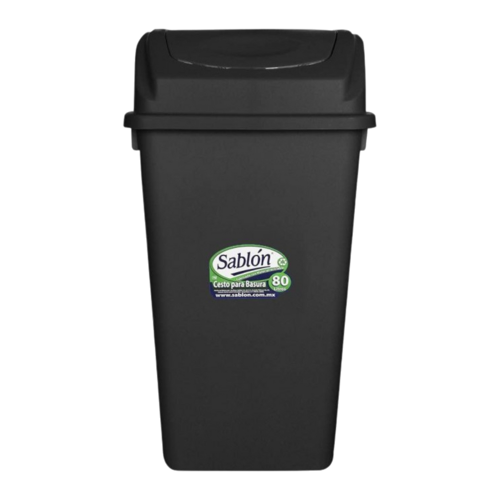 CESTO 80 LTS NEGRO C/TAPA BALANCIN NG