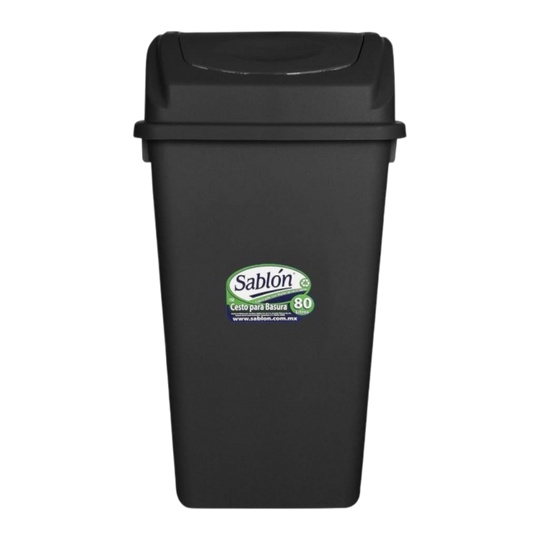 CESTO 80 LTS NEGRO C/TAPA BALANCIN NG
