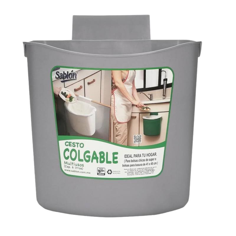 CESTO COLGABLE 6.5 LT GRIS