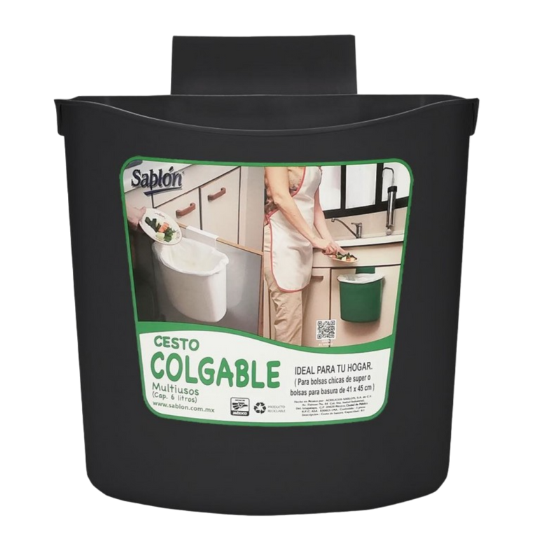 CESTO COLGABLE 6.5 LT NEGRO
