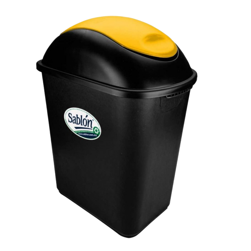 CESTO JUMBO NEGRO C/TAPA BALANCIN AMARILLO