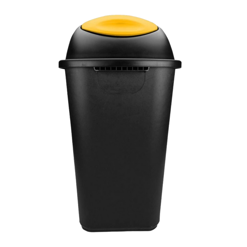CESTO JUMBO NEGRO C/TAPA BALANCIN AMARILLO