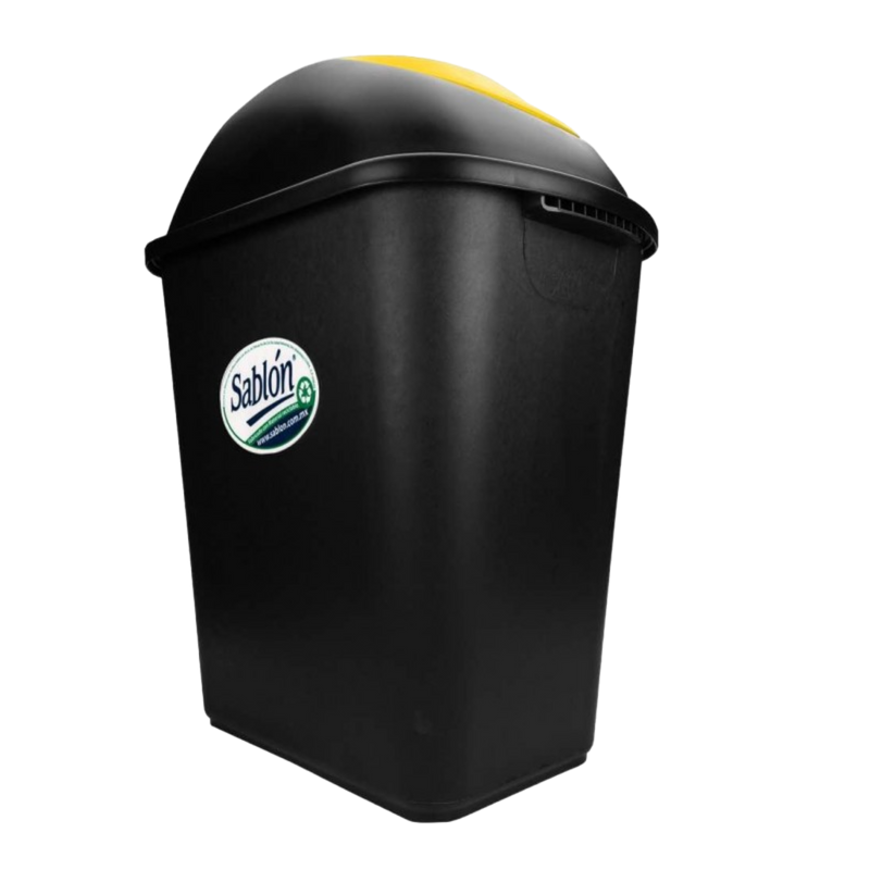 CESTO JUMBO NEGRO C/TAPA BALANCIN AMARILLO
