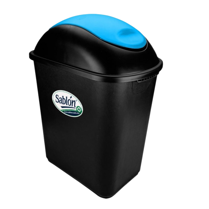 CESTO JUMBO NEGRO C/TAPA BALANCIN AZUL