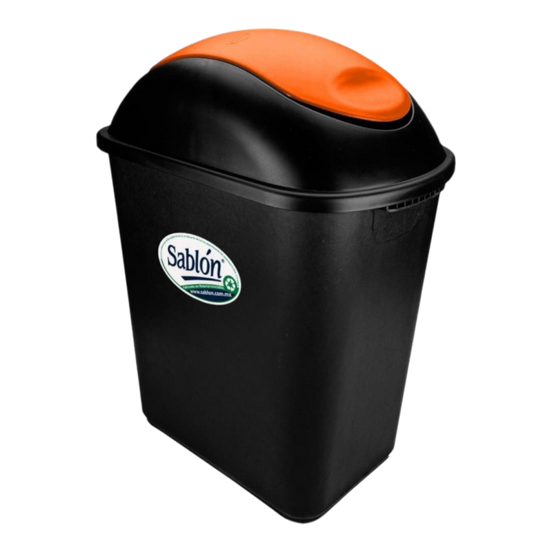 CESTO JUMBO NEGRO C/TAPA BALANCIN NARANJA