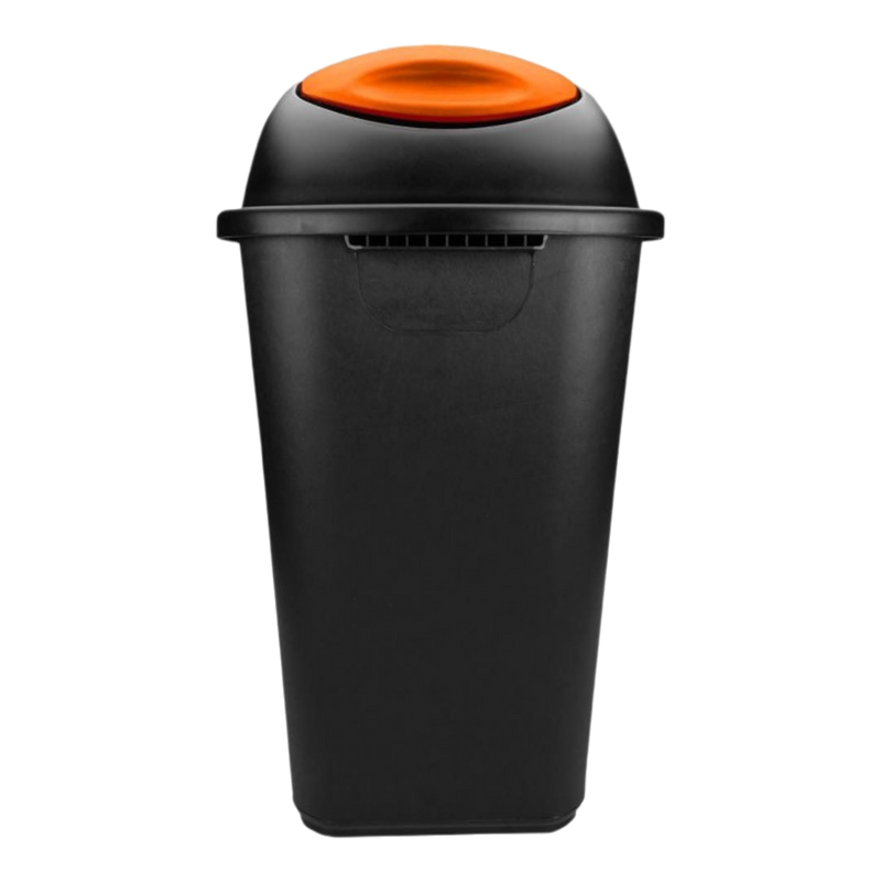 CESTO JUMBO NEGRO C/TAPA BALANCIN NARANJA